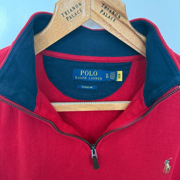 Men's Red Polo Quarter Zip XL - Picture 2 of 3